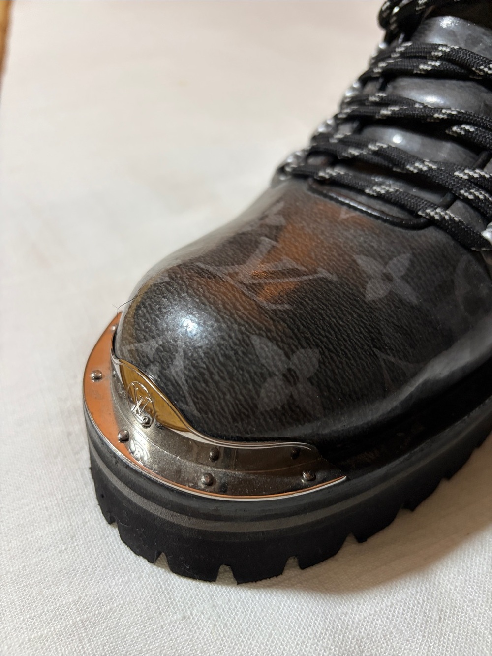 Louis Vuitton Black Monogram Alpine Lace-Up Boots - Picture 3 of 12